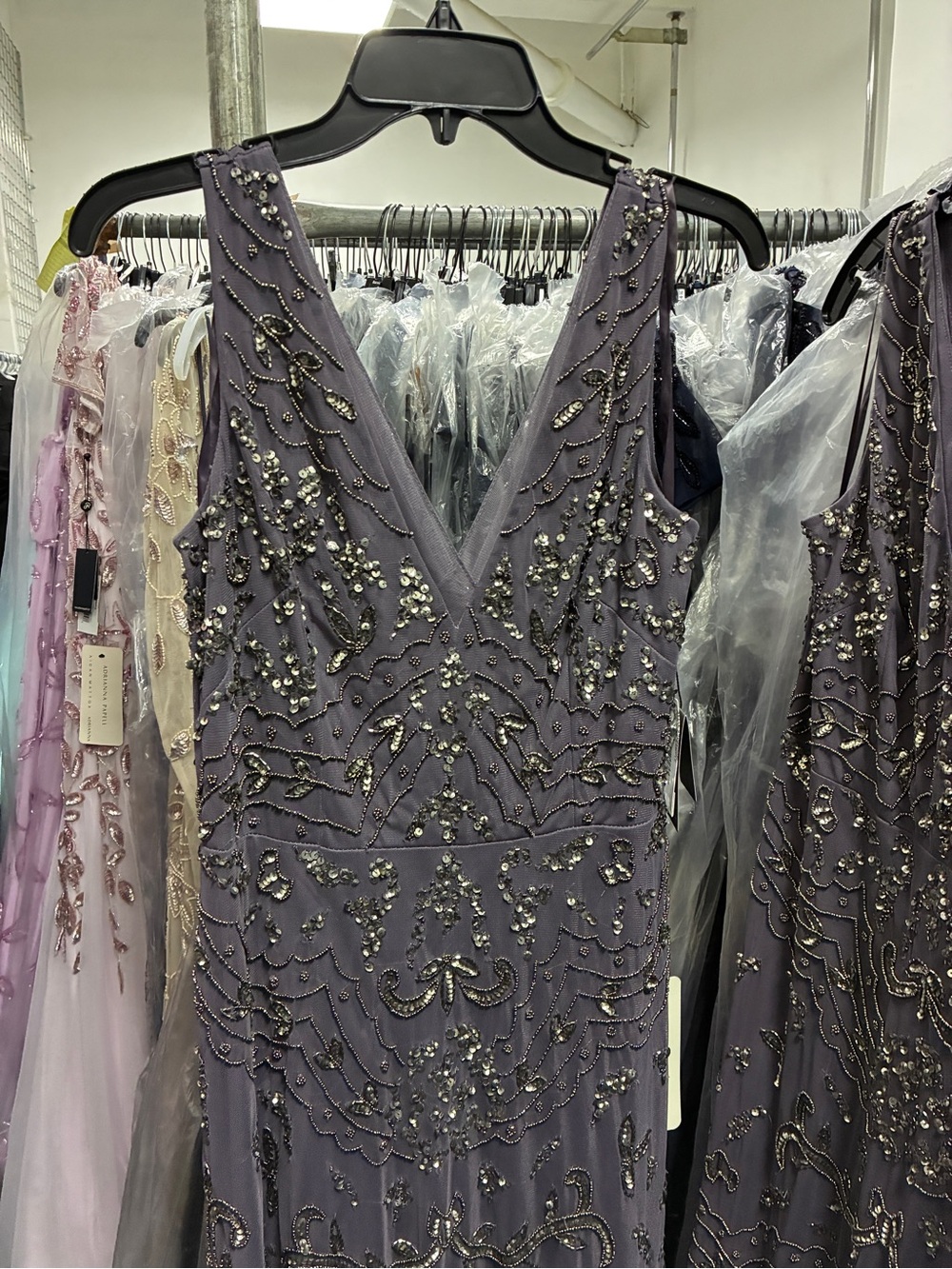 Adrianna Papell Moonscape Beaded Midi Dress NWT SZ 14 Cocktail Wedding Guest MOB - Picture 7 of 11